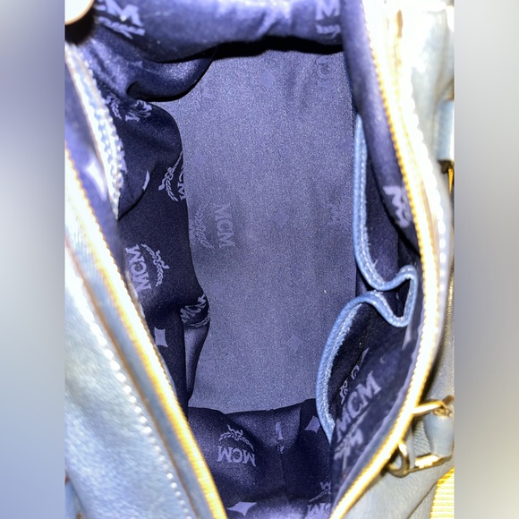 MCM Slate Blue Pebbled Saffiano Leather Satchel - Picture 15 of 17